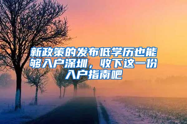 新政策的发布低学历也能够入户深圳，收下这一份入户指南吧