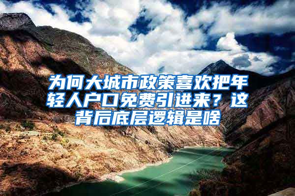 为何大城市政策喜欢把年轻人户口免费引进来？这背后底层逻辑是啥