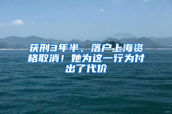 获刑3年半、落户上海资格取消！她为这一行为付出了代价