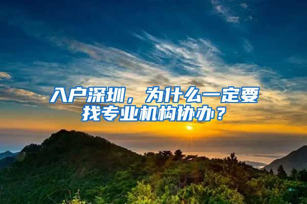 入户深圳，为什么一定要找专业机构协办？