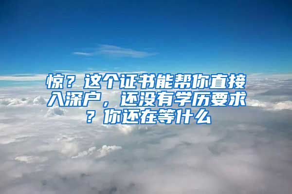 惊？这个证书能帮你直接入深户，还没有学历要求？你还在等什么