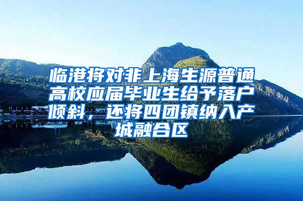 临港将对非上海生源普通高校应届毕业生给予落户倾斜，还将四团镇纳入产城融合区