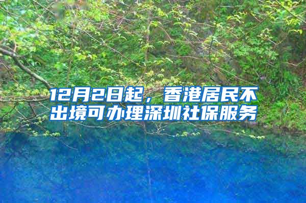 12月2日起，香港居民不出境可办理深圳社保服务