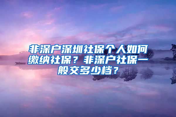 非深户深圳社保个人如何缴纳社保？非深户社保一般交多少档？