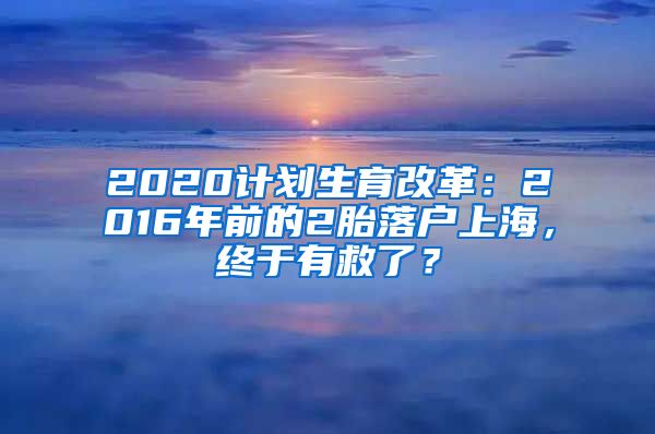 2020计划生育改革：2016年前的2胎落户上海，终于有救了？