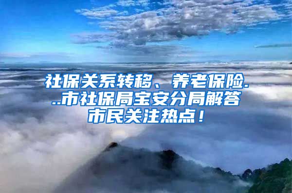 社保关系转移、养老保险...市社保局宝安分局解答市民关注热点！