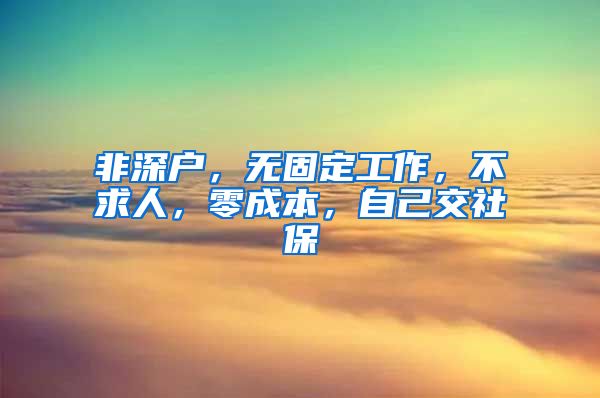 非深户，无固定工作，不求人，零成本，自己交社保