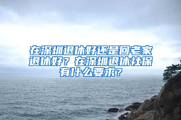 在深圳退休好还是回老家退休好？在深圳退休社保有什么要求？