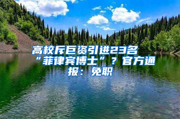 高校斥巨资引进23名“菲律宾博士”？官方通报：免职