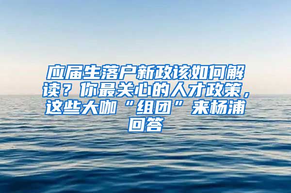 应届生落户新政该如何解读？你最关心的人才政策，这些大咖“组团”来杨浦回答