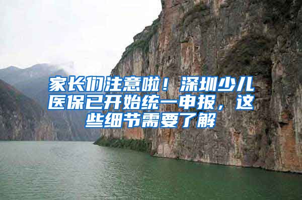 家长们注意啦！深圳少儿医保已开始统一申报，这些细节需要了解