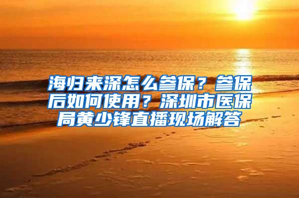 海归来深怎么参保？参保后如何使用？深圳市医保局黄少锋直播现场解答