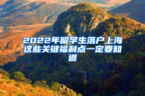 2022年留学生落户上海这些关键福利点一定要知道