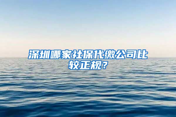 深圳哪家社保代缴公司比较正规？