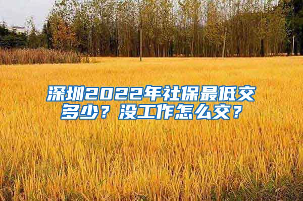 深圳2022年社保最低交多少？没工作怎么交？