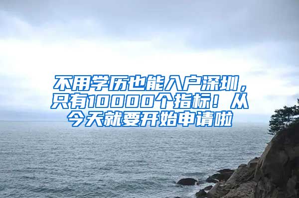 不用学历也能入户深圳，只有10000个指标！从今天就要开始申请啦