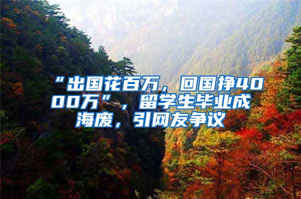 “出国花百万，回国挣4000万”，留学生毕业成海废，引网友争议