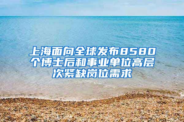 上海面向全球发布8580个博士后和事业单位高层次紧缺岗位需求