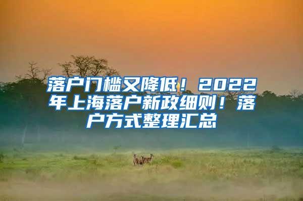 落户门槛又降低！2022年上海落户新政细则！落户方式整理汇总