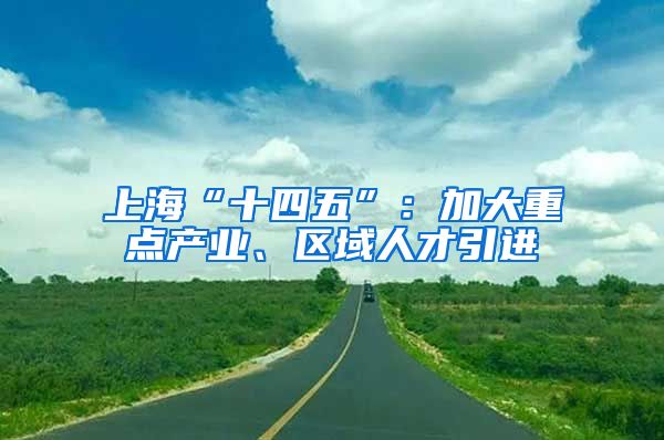 上海“十四五”：加大重点产业、区域人才引进