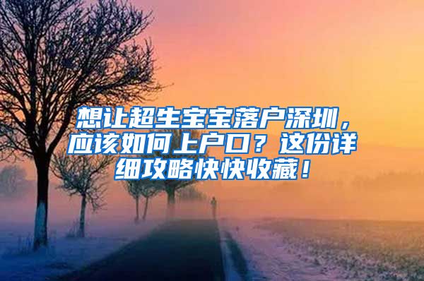 想让超生宝宝落户深圳，应该如何上户口？这份详细攻略快快收藏！