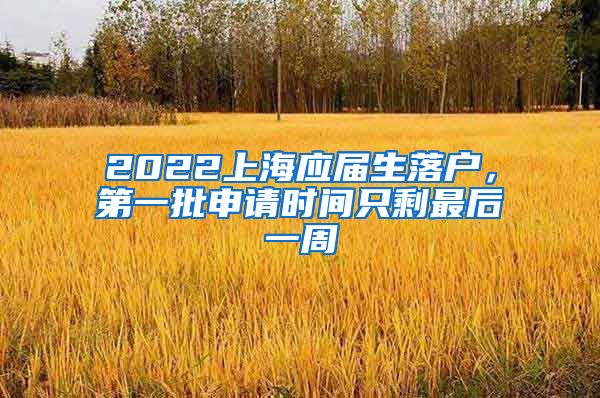 2022上海应届生落户，第一批申请时间只剩最后一周