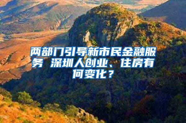 两部门引导新市民金融服务 深圳人创业、住房有何变化？