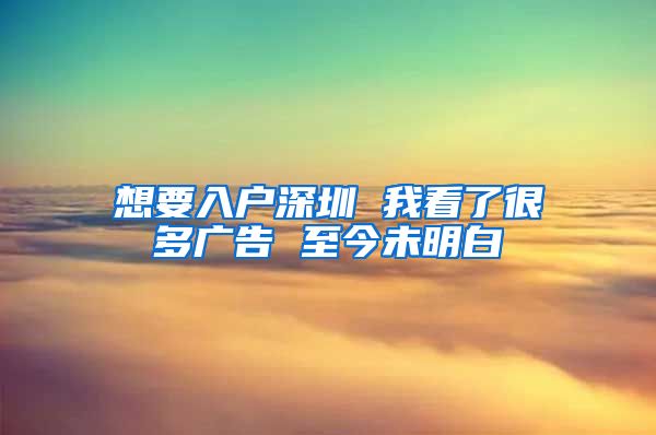 想要入户深圳 我看了很多广告 至今未明白