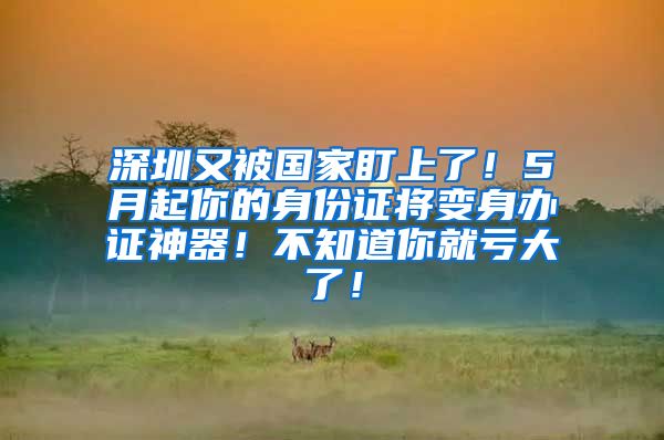 深圳又被国家盯上了！5月起你的身份证将变身办证神器！不知道你就亏大了！