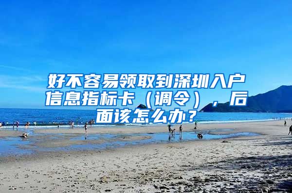 好不容易领取到深圳入户信息指标卡（调令），后面该怎么办？