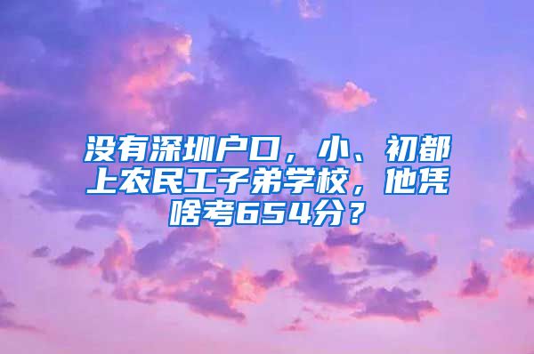 没有深圳户口，小、初都上农民工子弟学校，他凭啥考654分？