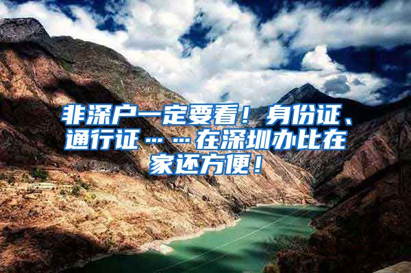 非深户一定要看！身份证、通行证……在深圳办比在家还方便！