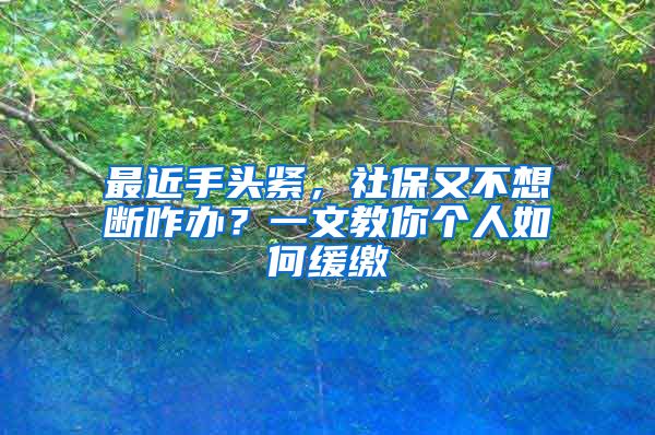 最近手头紧，社保又不想断咋办？一文教你个人如何缓缴