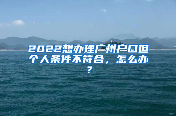 2022想办理广州户口但个人条件不符合，怎么办？