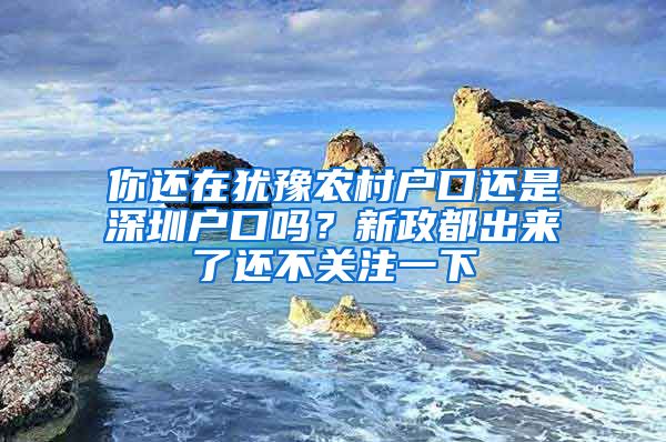 你还在犹豫农村户口还是深圳户口吗？新政都出来了还不关注一下