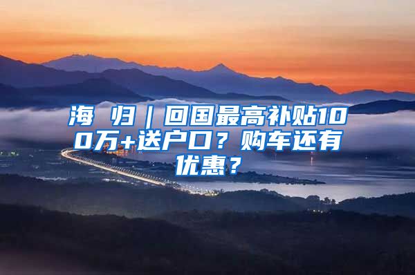 海 归｜回国最高补贴100万+送户口？购车还有优惠？