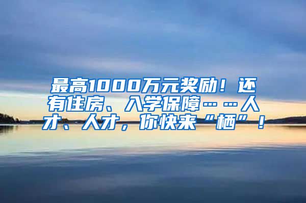 最高1000万元奖励！还有住房、入学保障……人才、人才，你快来“栖”！