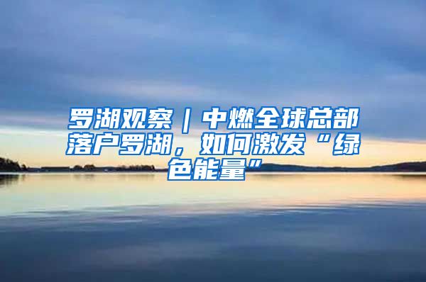 罗湖观察｜中燃全球总部落户罗湖，如何激发“绿色能量”