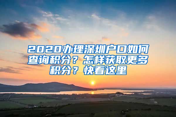 2020办理深圳户口如何查询积分？怎样获取更多积分？快看这里