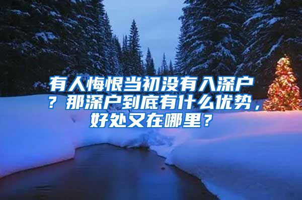 有人悔恨当初没有入深户？那深户到底有什么优势，好处又在哪里？