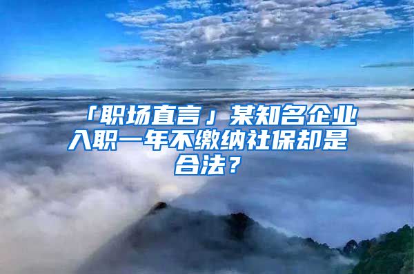 「职场直言」某知名企业入职一年不缴纳社保却是合法？