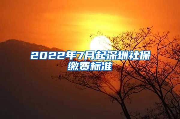 2022年7月起深圳社保缴费标准