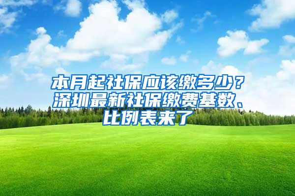 本月起社保应该缴多少？深圳最新社保缴费基数、比例表来了