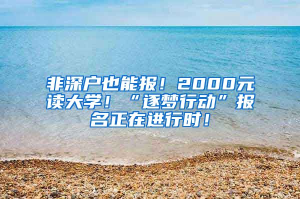 非深户也能报！2000元读大学！“逐梦行动”报名正在进行时！