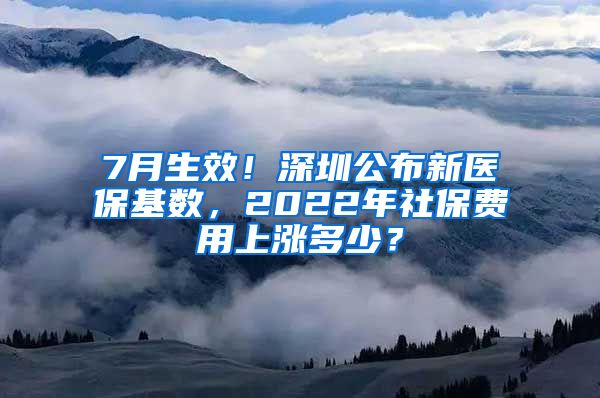 7月生效！深圳公布新医保基数，2022年社保费用上涨多少？