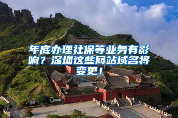 年底办理社保等业务有影响？深圳这些网站域名将变更！