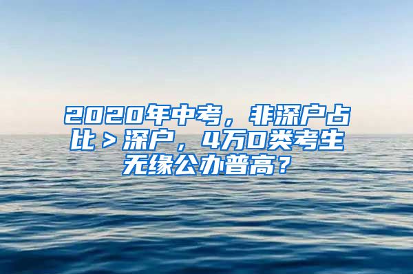 2020年中考，非深户占比＞深户，4万D类考生无缘公办普高？