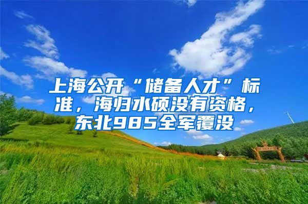 上海公开“储备人才”标准，海归水硕没有资格，东北985全军覆没