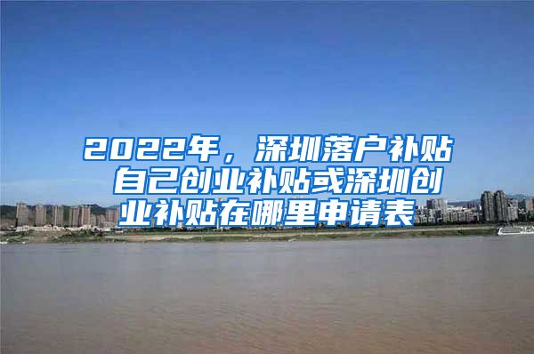 2022年，深圳落户补贴 自己创业补贴或深圳创业补贴在哪里申请表