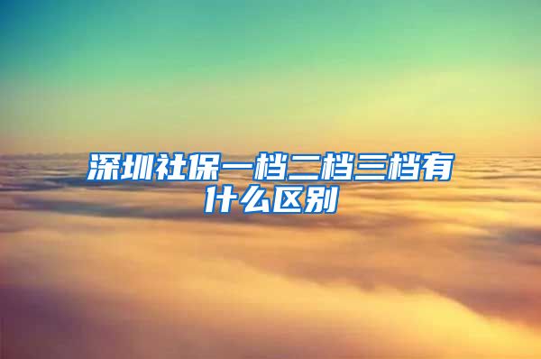 深圳社保一档二档三档有什么区别